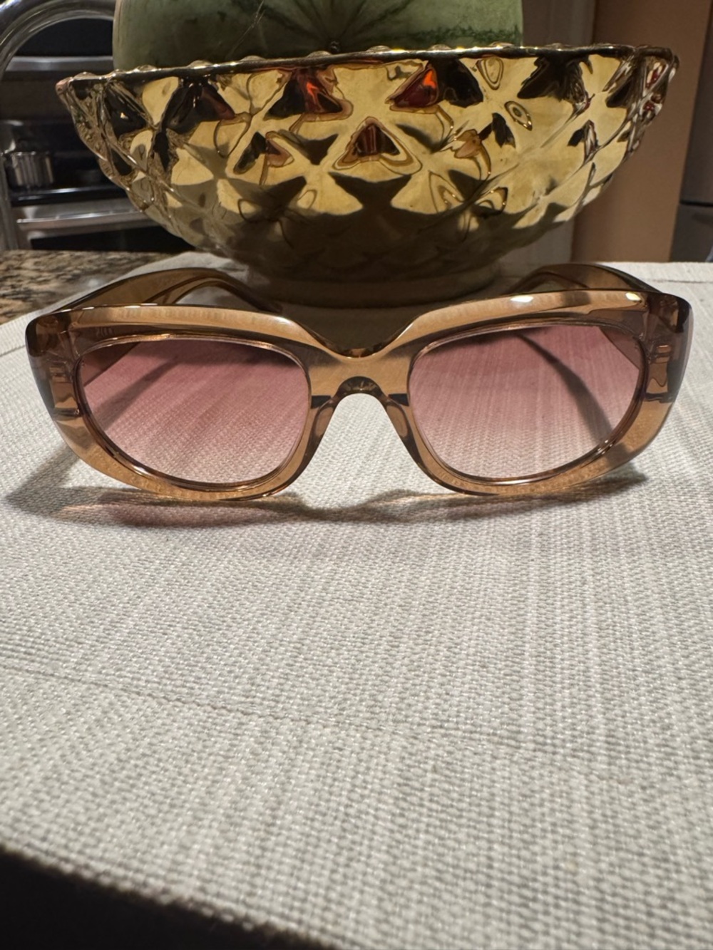 Givenchy Oversized Translucent Brownish Frame Sunglasses with Gold Logo